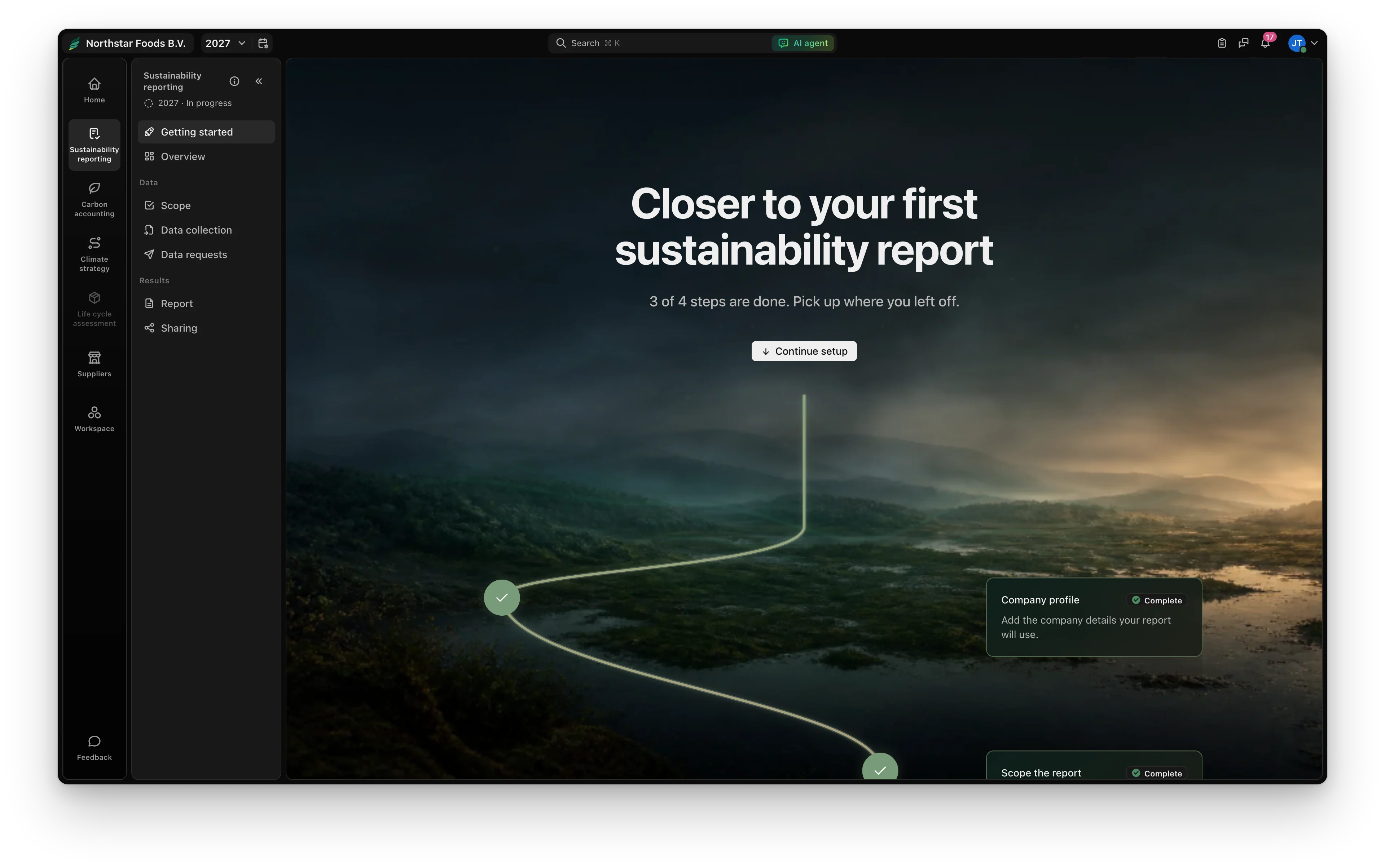 Getting started: the steps from company profile to a shared report