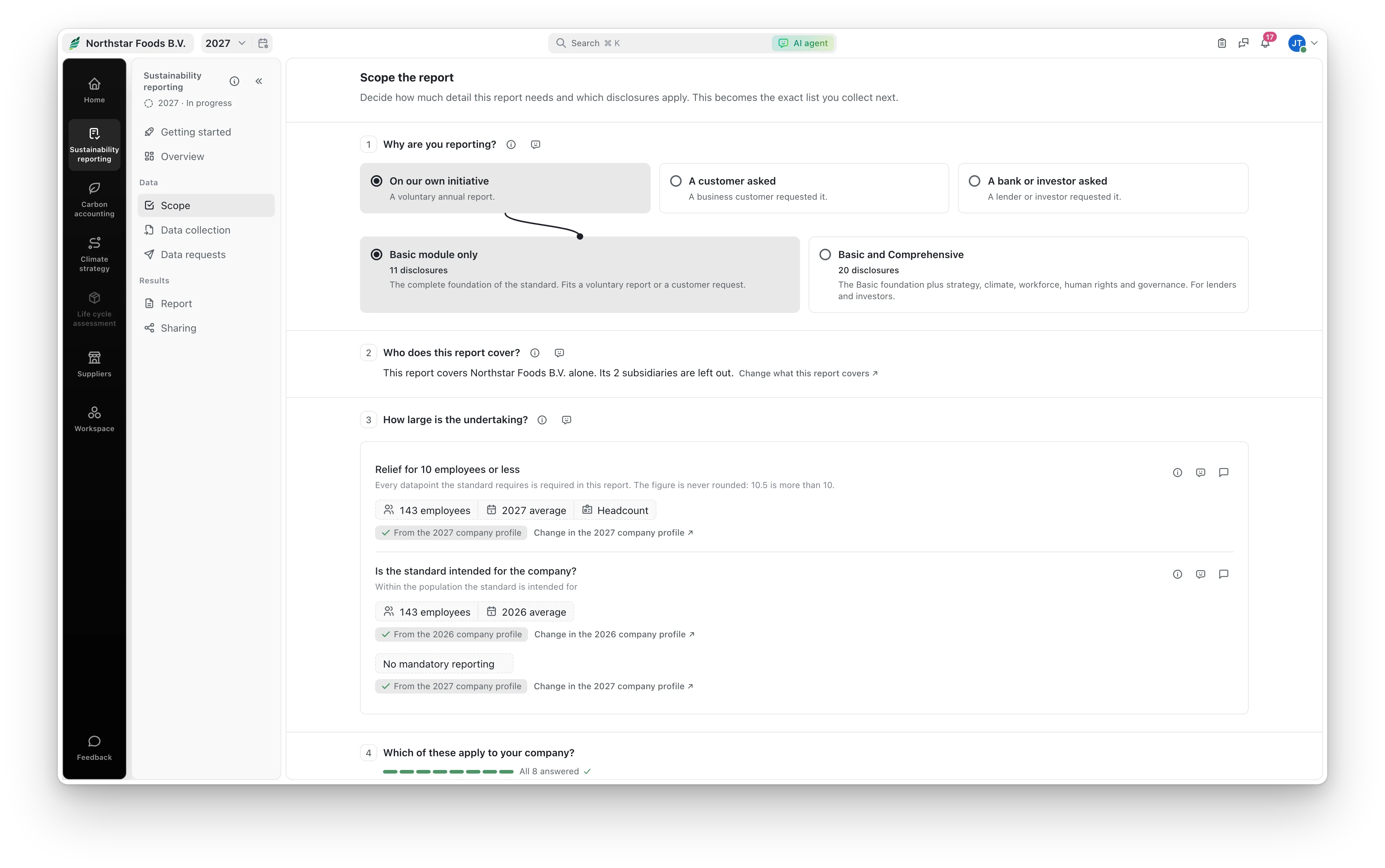 Scope: the reasons for reporting and the disclosures that apply